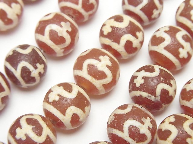 [Video] DZi Beads Round 12mm Red Brown Half or 1strand beads (aprx.10inch/26cm)