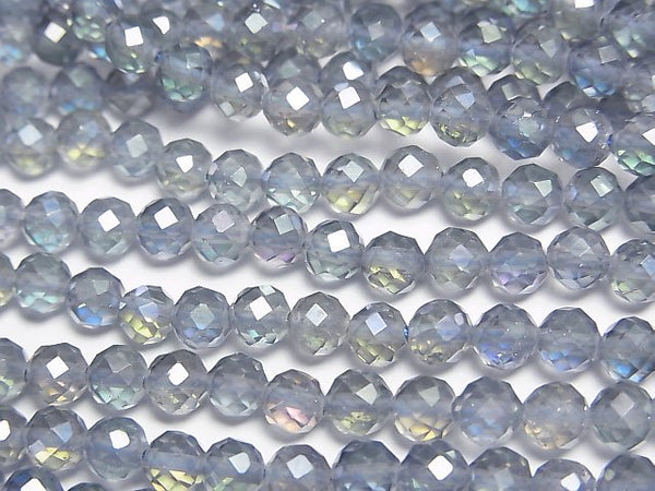 [Video]High Quality! Blue Flash Crystal Faceted Round 4mm 1strand beads (aprx.14inch/34cm)