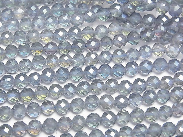 [Video]High Quality! Blue Flash Crystal Faceted Round 4mm 1strand beads (aprx.14inch/34cm)