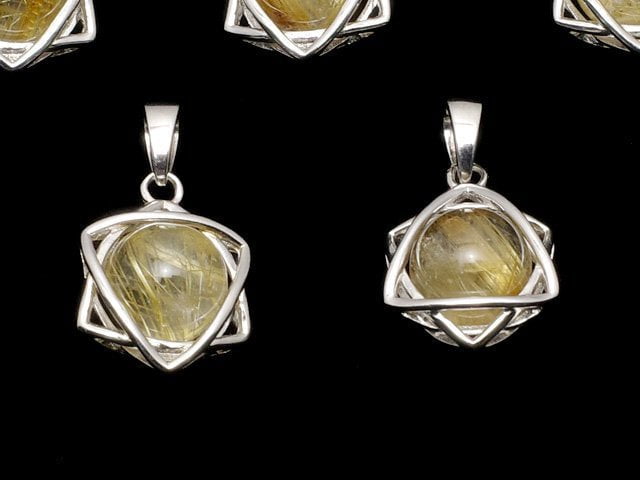 [Video] Rutilated Quartz AAA 8mm Ball Star Shape Pendant Silver925