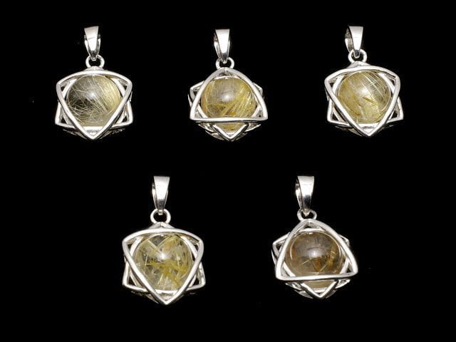 [Video] Rutilated Quartz AAA 8mm Ball Star Shape Pendant Silver925