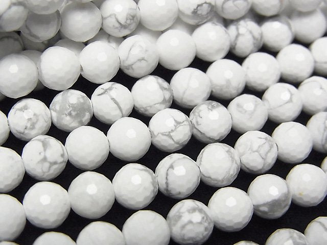 [Video]High Quality! Howlite Magnesite 128Faceted Round 6mm 1strand beads (aprx.15inch/37cm)