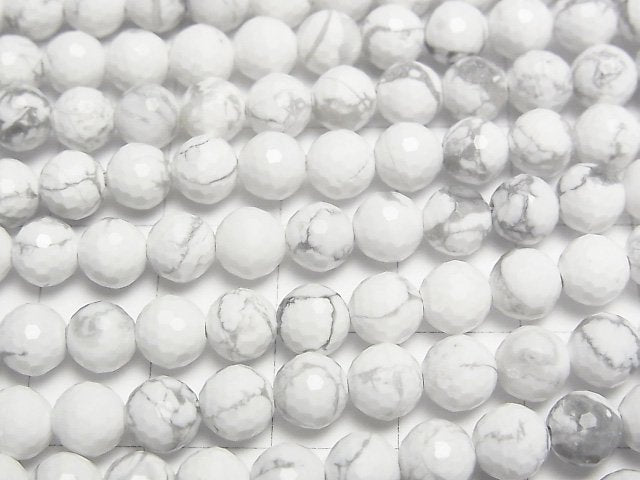 [Video]High Quality! Howlite Magnesite 128Faceted Round 6mm 1strand beads (aprx.15inch/37cm)