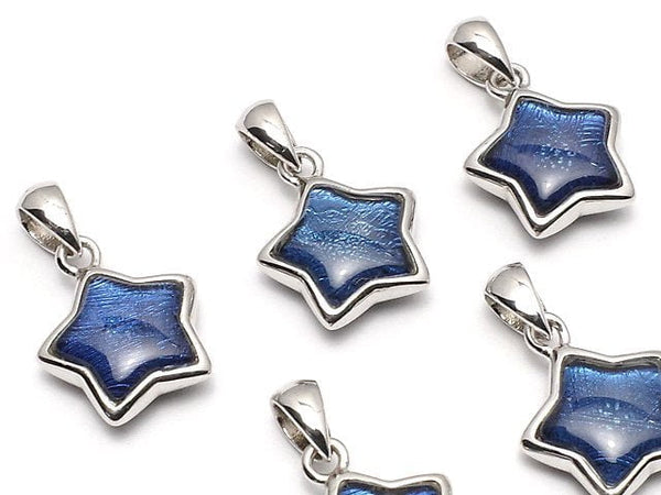 Meteorite Star Motif Pendant 11x11x4.5mm Blue Silver925