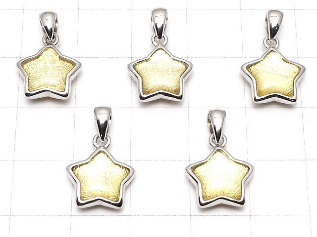 Meteorite Star Motif Pendant 11x11x4.5mm Gold Silver925