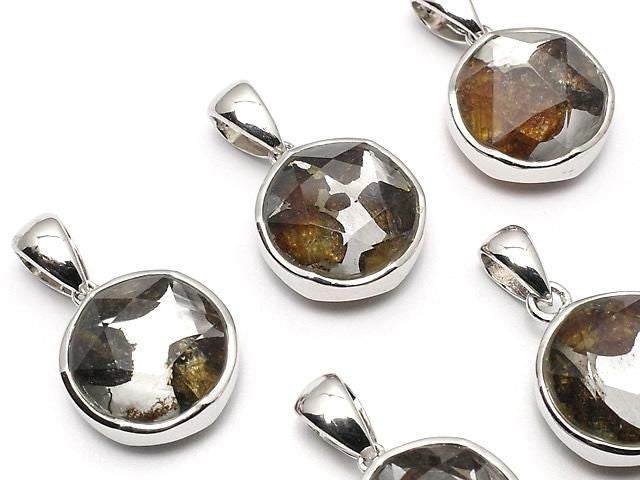Pendentif Météorite Pallasite Kenya Sericho Finition Double Face 11mm Argent 925