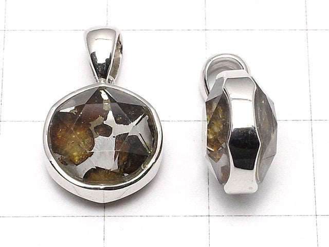 Kenya Sericho Pallasite Meteorite Pendant Both Side Finish 11mm Silver925