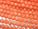[Video] High Quality! Pink Orange Coral (Dyed) Faceted Round 4mm 1-strand beads (approx. 15 inches/37 cm)