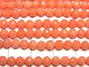 [Video] High Quality! Pink Orange Coral (Dyed) Faceted Round 4mm 1-strand beads (approx. 15 inches/37 cm)