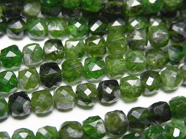 [Video]High Quality! Chrome Diopside AA Cube Shape 5x5x5mm half or 1strand beads (aprx.15inch/37cm)