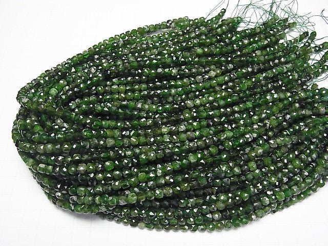 [Video]High Quality! Chrome Diopside AA Cube Shape 5x5x5mm half or 1strand beads (aprx.15inch/37cm)