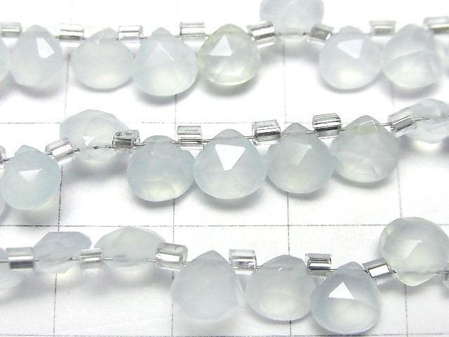 [Video]High Quality Sea Blue Chalcedony AAA Chestnut Faceted Briolette 6x6mm half or 1strand (28pcs)