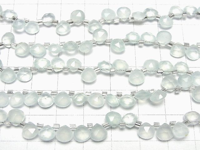 [Video]High Quality Sea Blue Chalcedony AAA Chestnut Faceted Briolette 6x6mm half or 1strand (28pcs)