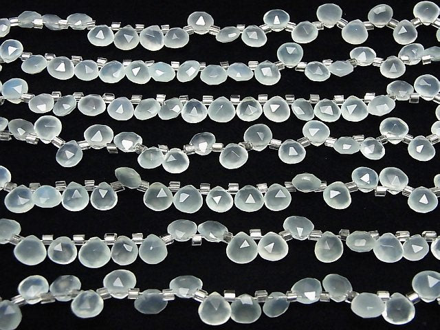 [Video]High Quality Sea Blue Chalcedony AAA Chestnut Faceted Briolette 6x6mm half or 1strand (28pcs)