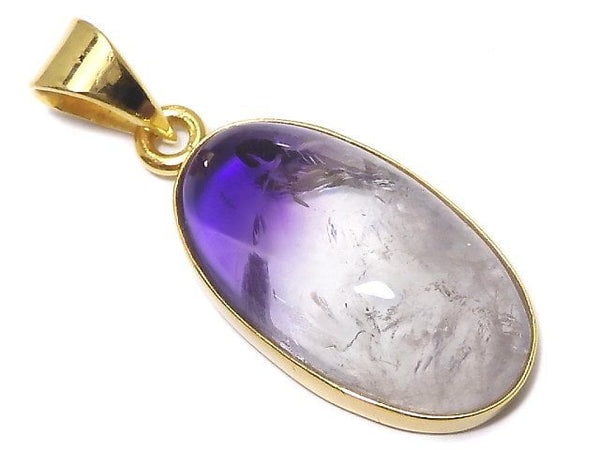 [Video][One of a kind] High Quality Bi-color Amethyst AAA- Pendant 18KGP NO.64