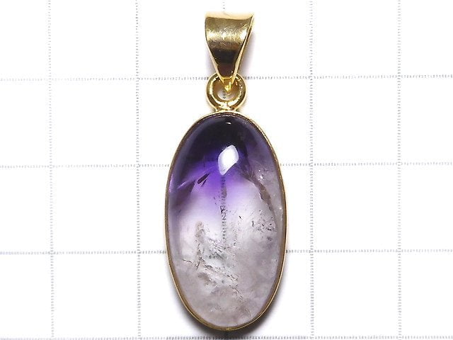 [Video][One of a kind] High Quality Bi-color Amethyst AAA- Pendant 18KGP NO.64