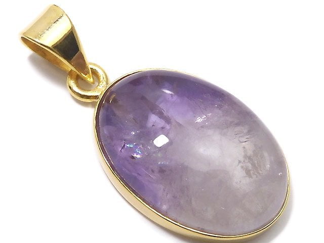 [Video][One of a kind] High Quality Bi-color Amethyst AAA- Pendant 18KGP NO.66