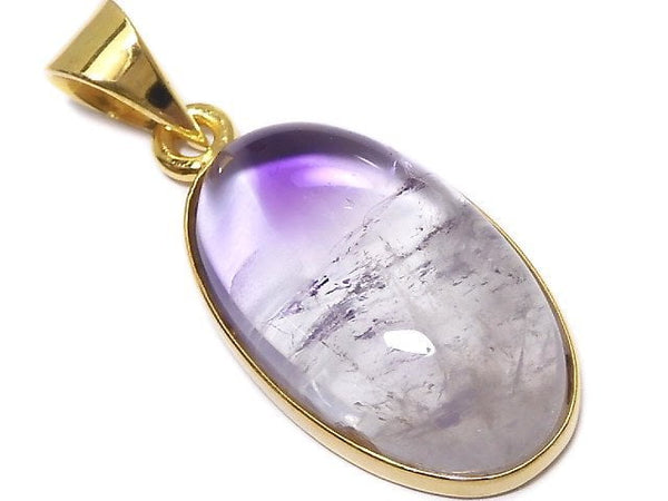 [Video][One of a kind] High Quality Bi-color Amethyst AAA- Pendant 18KGP NO.69