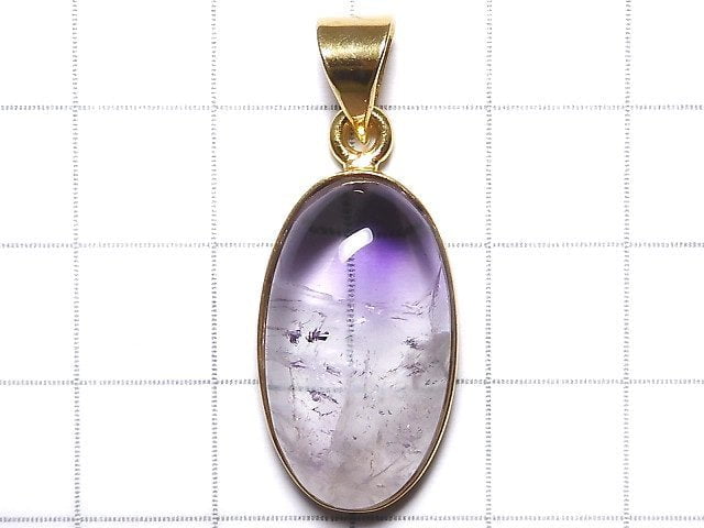 [Video][One of a kind] High Quality Bi-color Amethyst AAA- Pendant 18KGP NO.69