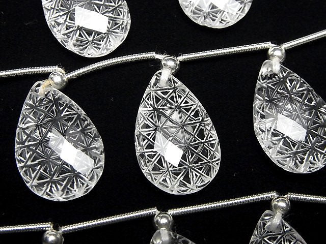 [Video]High Quality Crystal AAA Carved Faceted Pear Shape 1strand (5pcs)