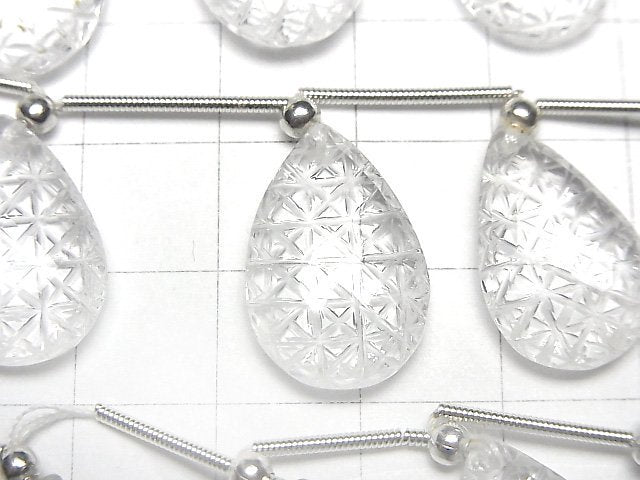 [Video]High Quality Crystal AAA Carved Faceted Pear Shape 1strand (5pcs)