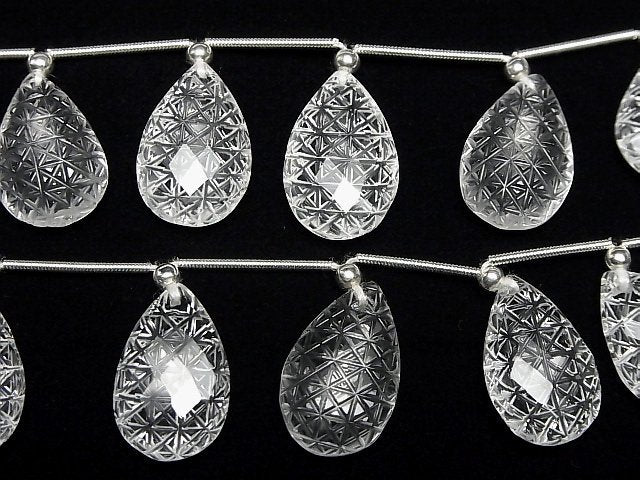 [Video]High Quality Crystal AAA Carved Faceted Pear Shape 1strand (5pcs)