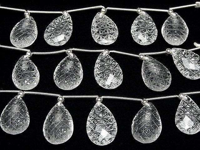 [Video]High Quality Crystal AAA Carved Faceted Pear Shape 1strand (5pcs)