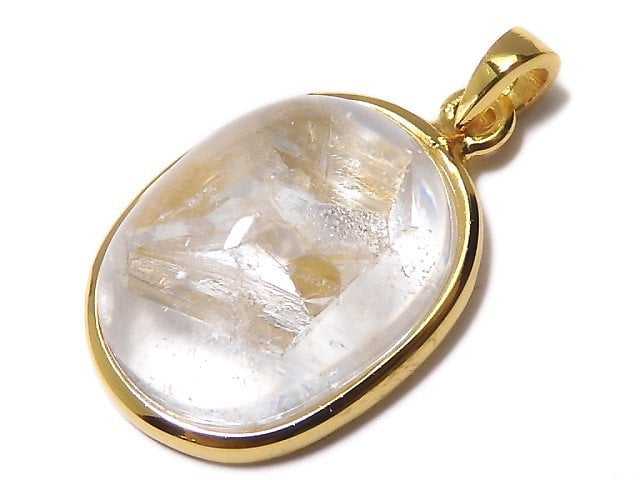 [Video][One of a kind] Crystal in Quartz Pendant 18KGP NO.37