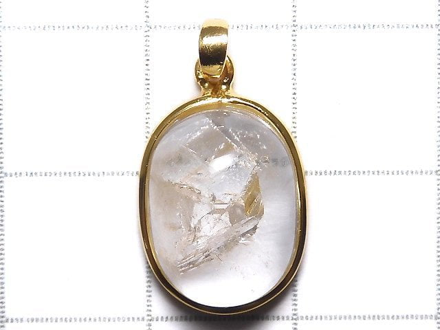 [Video][One of a kind] Crystal in Quartz Pendant 18KGP NO.37