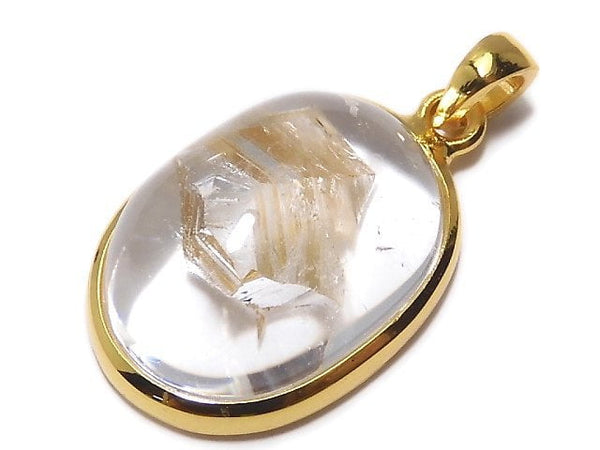 [Video][One of a kind] Crystal in Quartz Pendant 18KGP NO.38