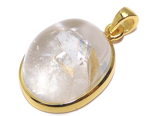 [Video][One of a kind] Crystal in Quartz Pendant 18KGP NO.40