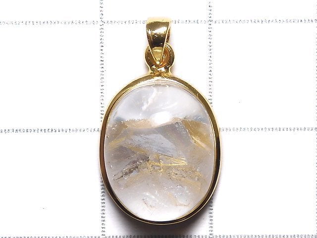 [Video][One of a kind] Crystal in Quartz Pendant 18KGP NO.40