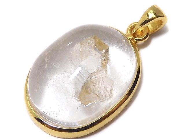 [Video][One of a kind] Crystal in Quartz Pendant 18KGP NO.41