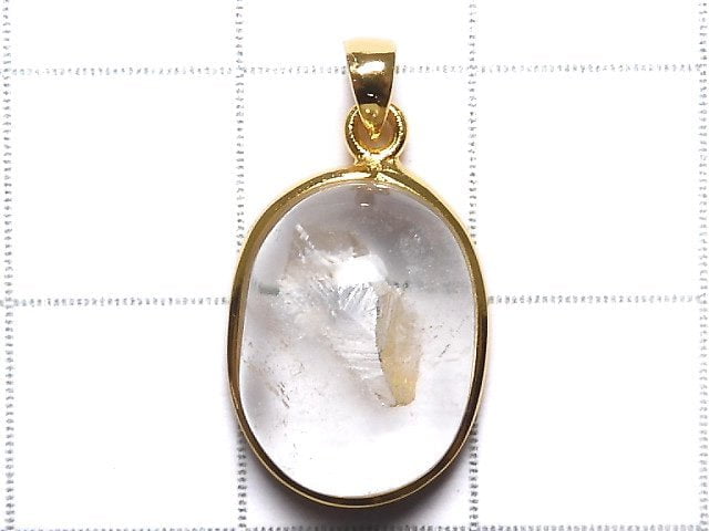 [Video][One of a kind] Crystal in Quartz Pendant 18KGP NO.41