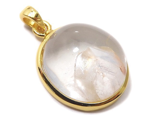 [Video][One of a kind] Crystal in Quartz Pendant 18KGP NO.42