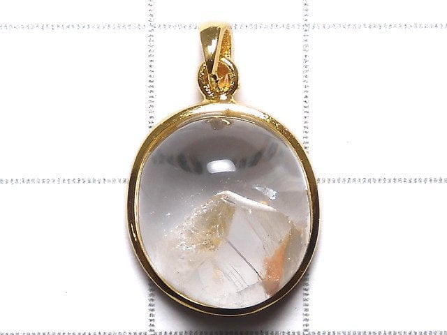 [Video][One of a kind] Crystal in Quartz Pendant 18KGP NO.42