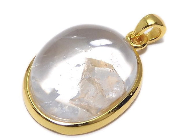 [Video][One of a kind] Crystal in Quartz Pendant 18KGP NO.43