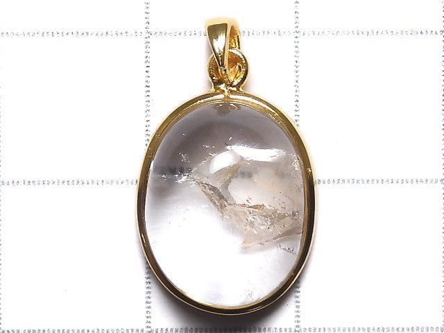 [Video][One of a kind] Crystal in Quartz Pendant 18KGP NO.43