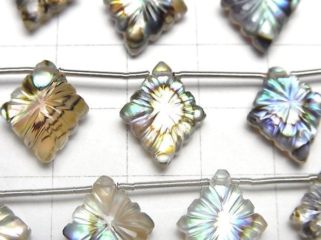 [Video] Abalone Shell x Crystal AAA- Rosenji Carving 1strand (6pcs)