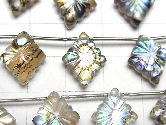 [Video] Abalone Shell x Crystal AAA - Rosenji Carving 1strand (6pcs)