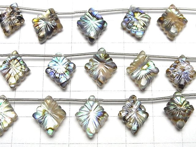 [Video] Abalone Shell x Crystal AAA- Rosenji Carving 1strand (6pcs)