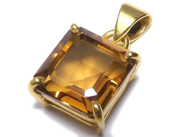 [Video][One of a kind] High Quality Brandy Quartz AAA Faceted Pendant 18KGP NO.21