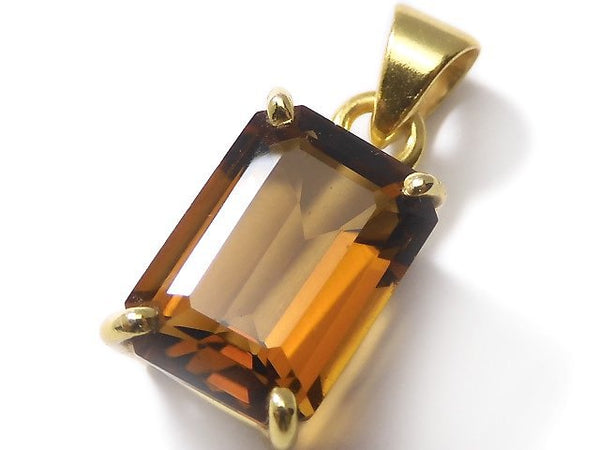 [Video][One of a kind] High Quality Brandy Quartz AAA Faceted Pendant 18KGP NO.25