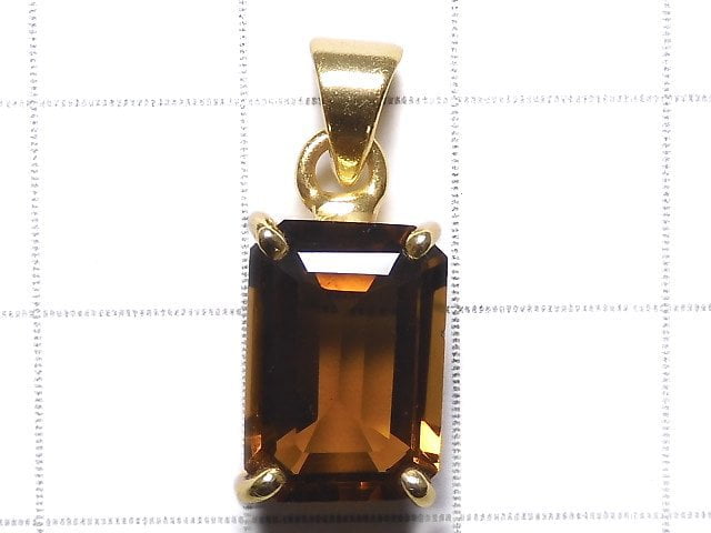 [Video][One of a kind] High Quality Brandy Quartz AAA Faceted Pendant 18KGP NO.25