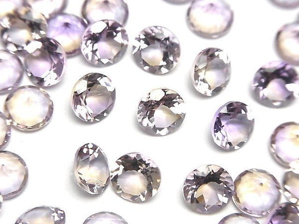 [Video]High Quality Amethyst x Citrine AAA Loose stone Round Faceted 7x7mm 3pcs