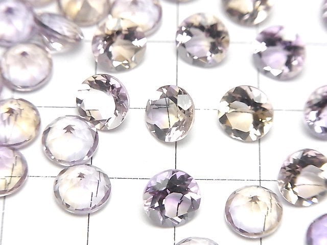 [Video]High Quality Amethyst x Citrine AAA Loose stone Round Faceted 7x7mm 3pcs