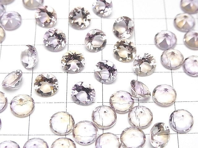 [Video]High Quality Amethyst x Citrine AAA Loose stone Round Faceted 7x7mm 3pcs