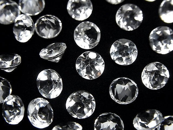 [Video]High Quality White Topaz AAA Loose stone Round Faceted 7x7mm 5pcs