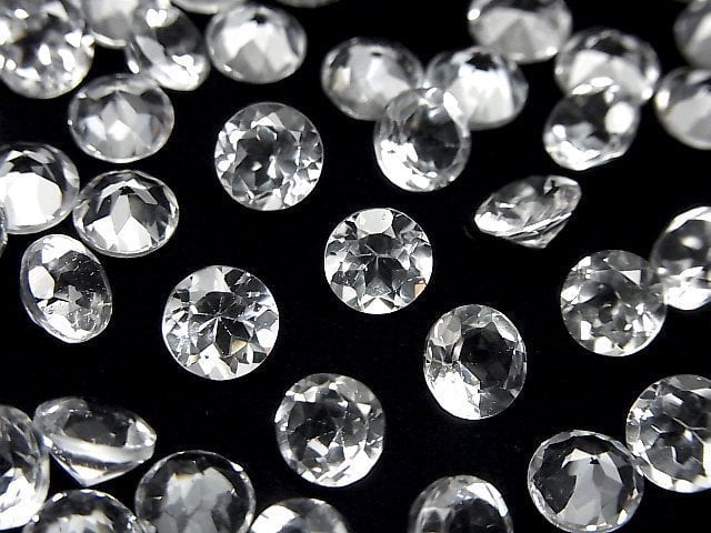 [Video]High Quality White Topaz AAA Loose stone Round Faceted 7x7mm 5pcs