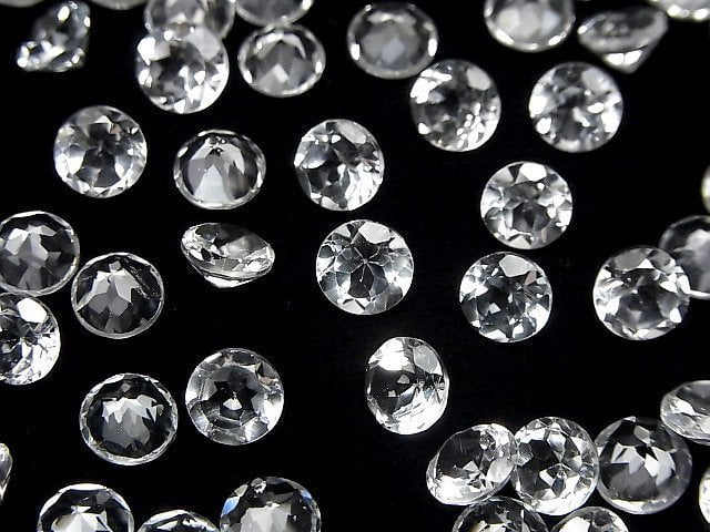 [Video]High Quality White Topaz AAA Loose stone Round Faceted 7x7mm 5pcs